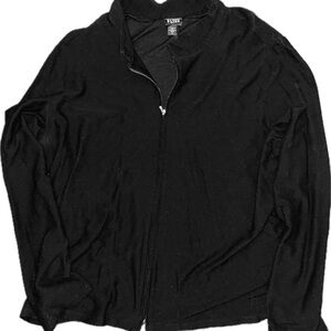 Eileen Fisher black full zip stand collar jacket XL